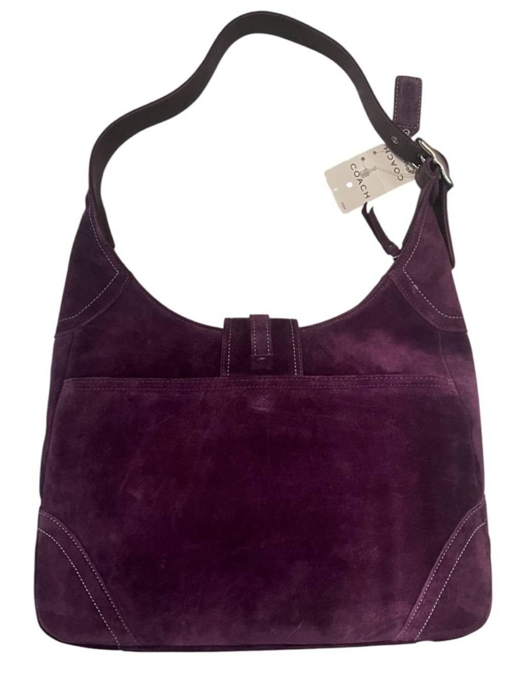 VINTAGE COACH HAMPTONS PLUM SUEDE LARGE HOBO BAG CARE KIT DUST BAG NEW IN BOX - Picture 3 of 16